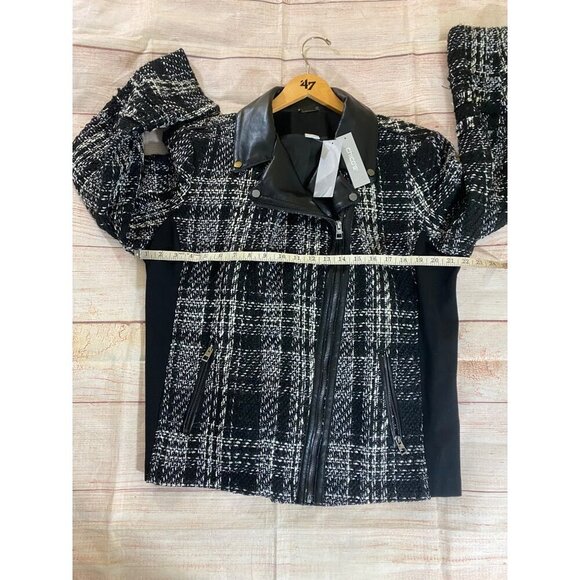 NWT Chico's Women's Tweed And Faux Leather Classic Moto Jacket - 3 (Large) - Picture 9 of 13